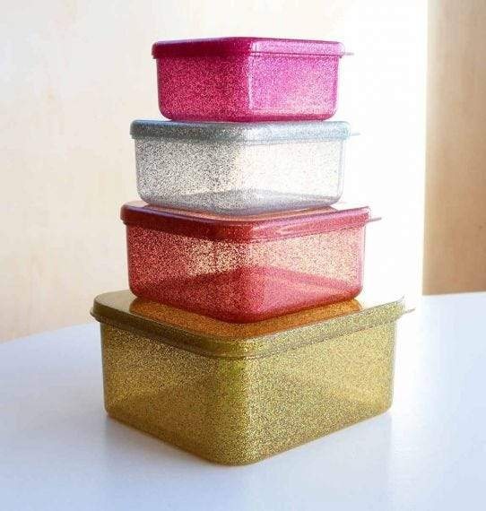 a Little Lovely Company - Lunch & snack box set Glitter - gold