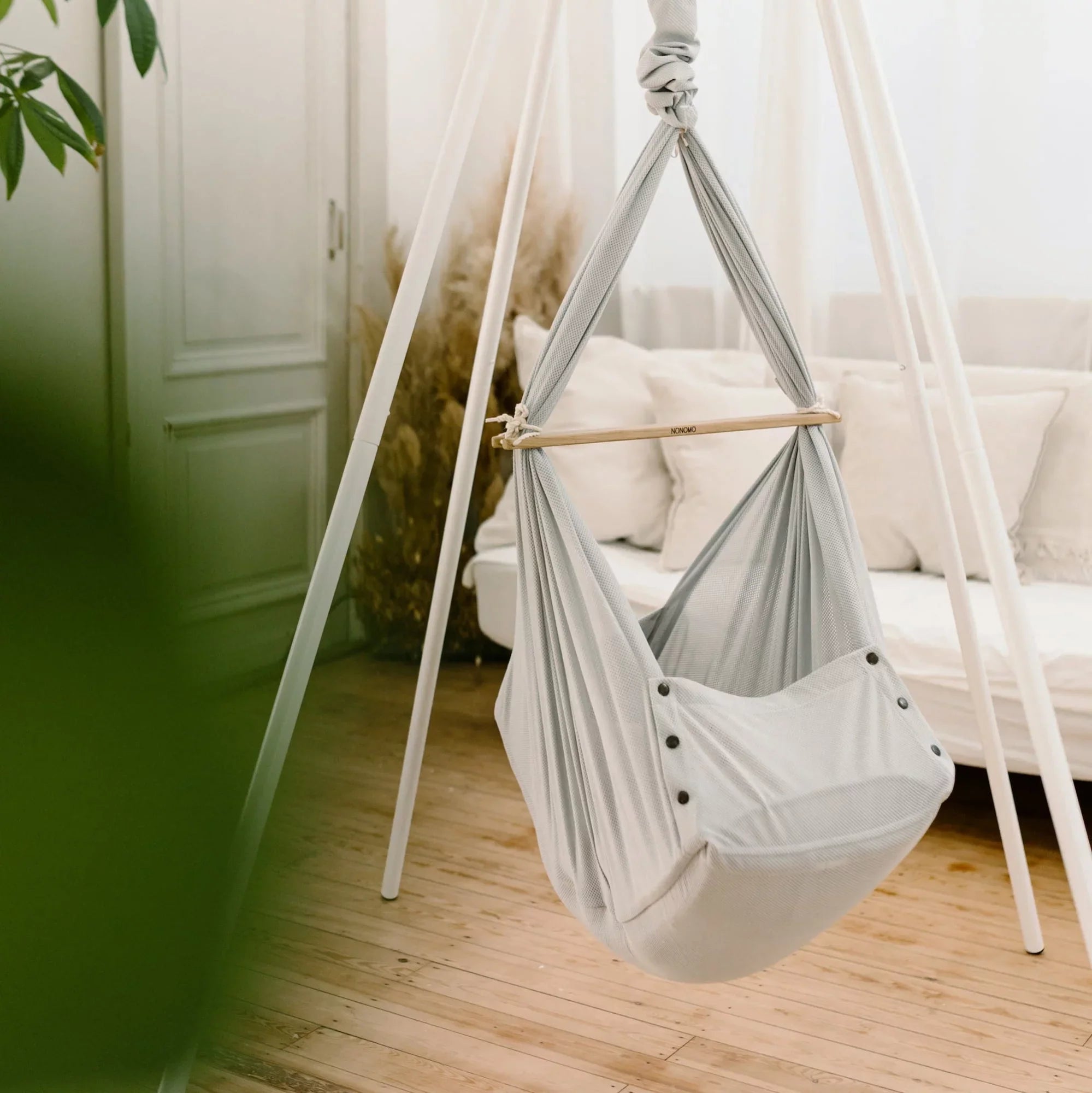nonomo hängematte Nonomo Heavenly Dreams Baby Premium Crib Stone Grey + Move + Teepee Wh