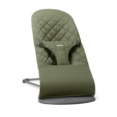 Babybjörn rocking chair Bliss Dark Grey frame | Woven classic quilt dark green