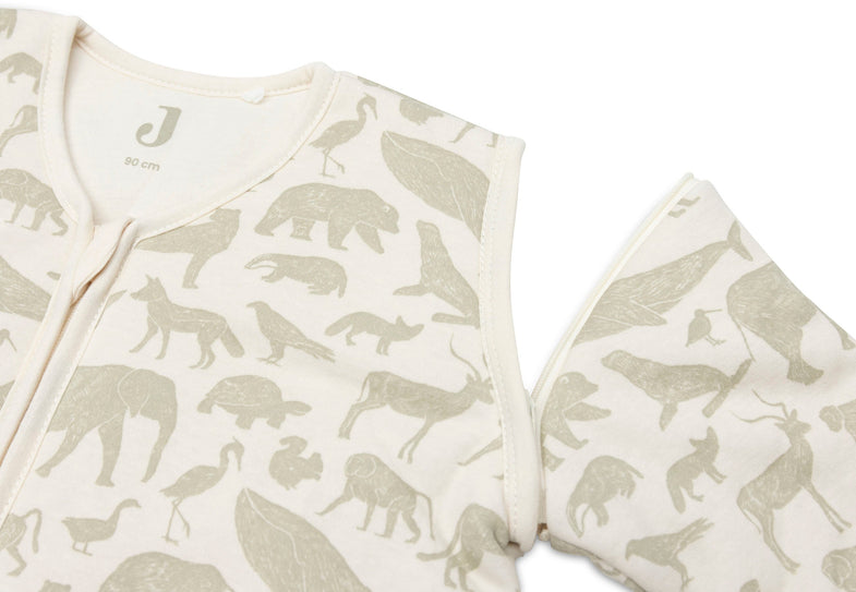 Jollein Sleeping bag with detachable sleeve 90cm | Animals Olive Green