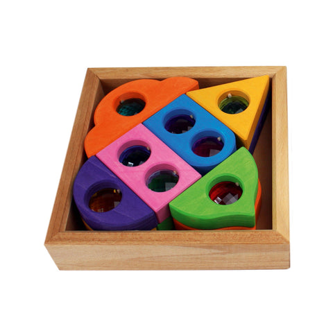 Bauspiel Colorful wooden window block set | Fairytale 12 pieces