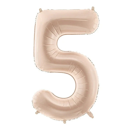 Party Deco Foil Balloon | Number 5 Pastel Beige