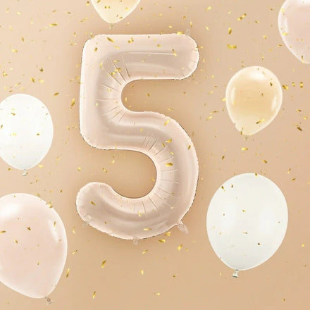 Party Deco Foil Balloon | Number 5 Pastel Beige