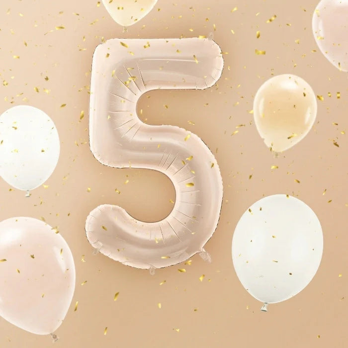 Party Deco Foil Balloon | Number 5 Pastel Beige