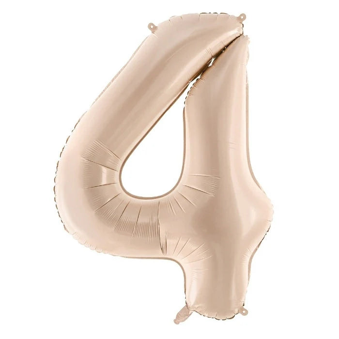 Party Deco Foil Balloon | Number 4 Pastel Beige