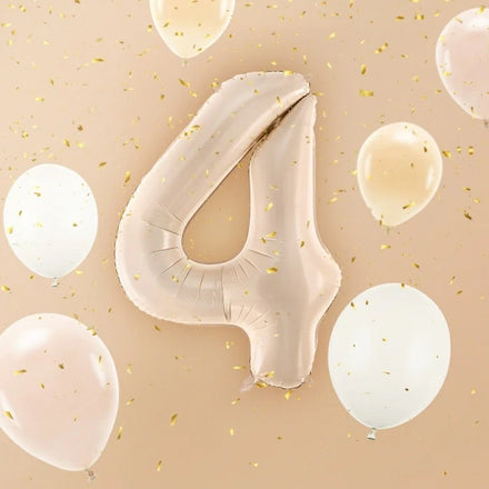 Party Deco Foil Balloon | Number 4 Pastel Beige
