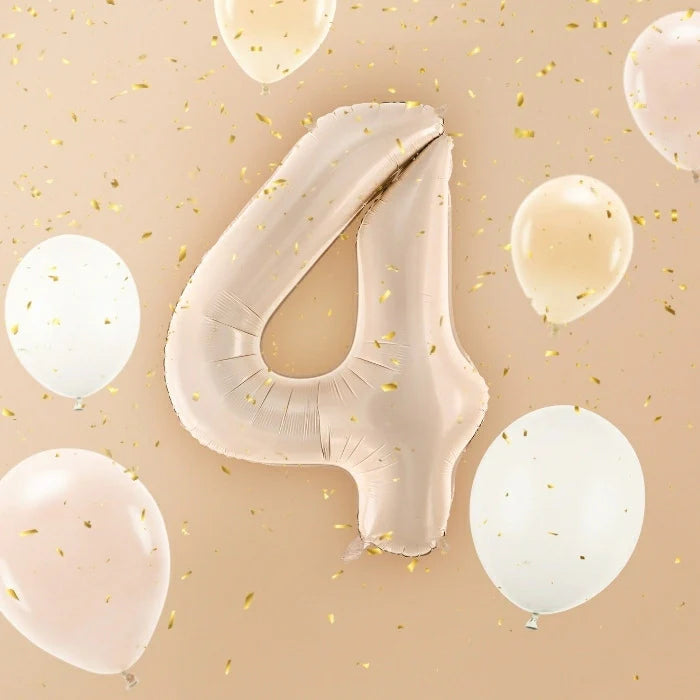 Party Deco Foil Balloon | Number 4 Pastel Beige