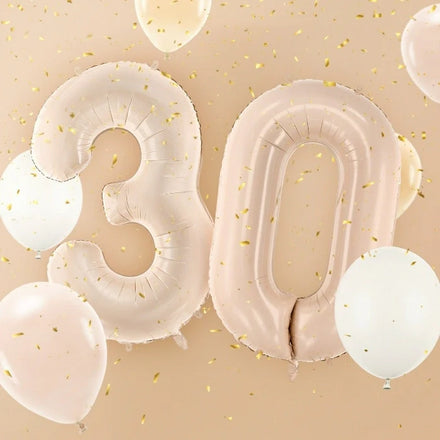 Party Deco Foil Balloon | Number 3 Pastel Beige