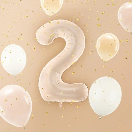 Party Deco Foil Balloon | Number 2 Pastel Beige
