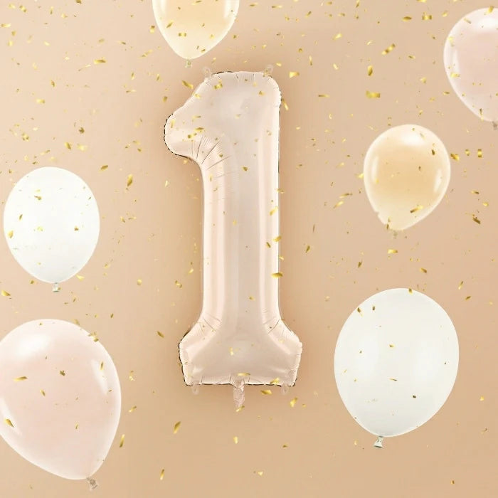 Party Deco Foil Balloon | Number 1 Pastel Beige