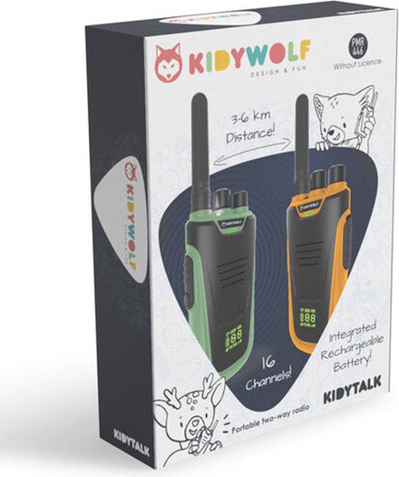 Kidywolf KidyTalk Walkie Talkie 2 pieces | Green - Orange