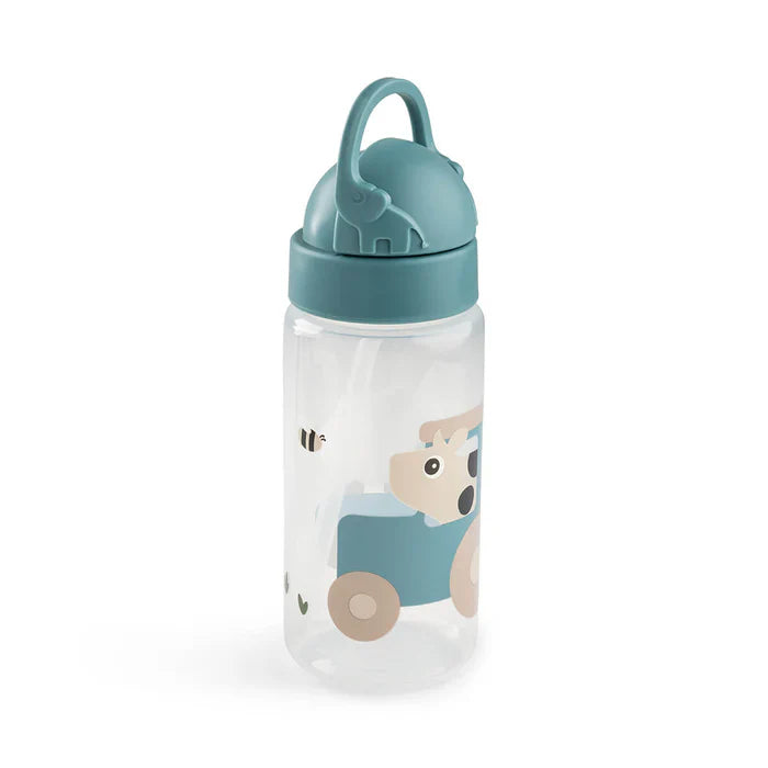Done By Deer Drinking Bottle With Straw 350ml | Tiny Farm Blue