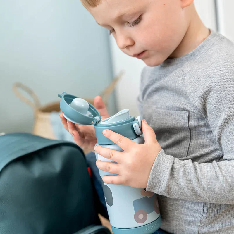 Done By Deer Thermal Drinking Bottle | Tiny Farm Blue