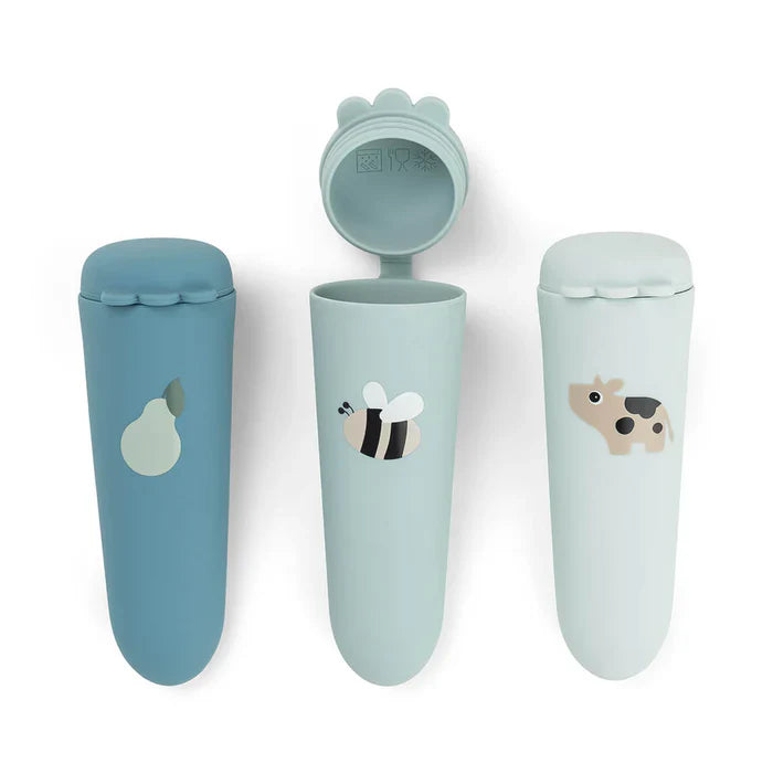 Done By Deer Silicone Ice Pops 3pcs | Tiny Farm Blue