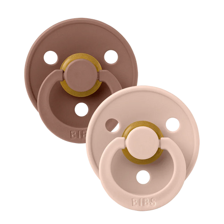 Bibs Pacifier Size 1 Latex Symmetrical 2 pack | Woodchuck / Blush