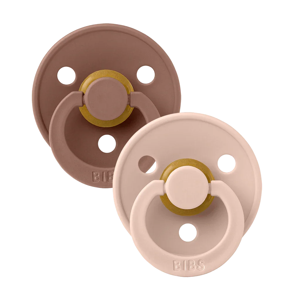 Bibs Pacifier Size 2 Latex Symmetrical 2 pack | Woodchuck / Blush