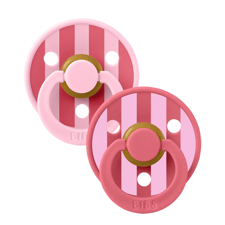 Bibs Pacifier Size 1 Latex Round 2 pack | Baby Pink / Coral Mix