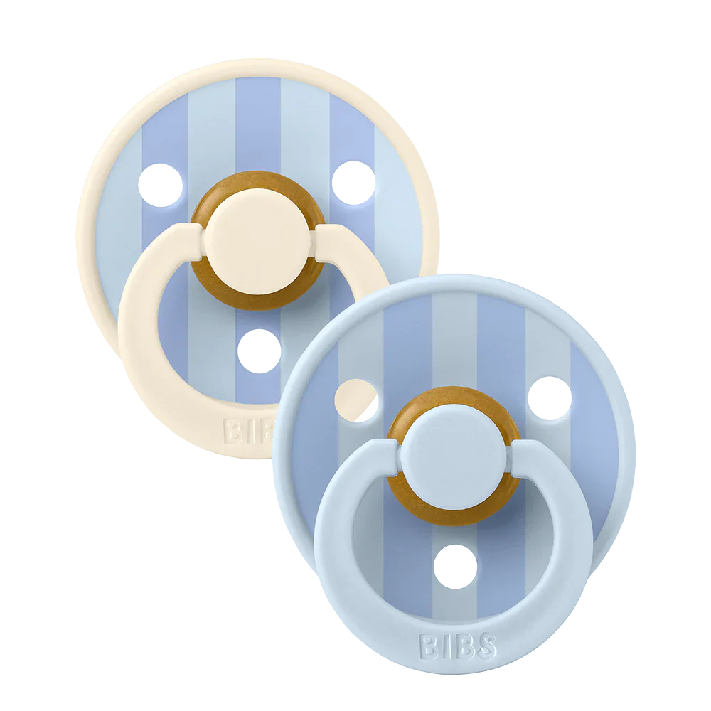 Bibs Pacifier Size 2 Latex Round 2 pack | Baby Blue / Dusty Blue