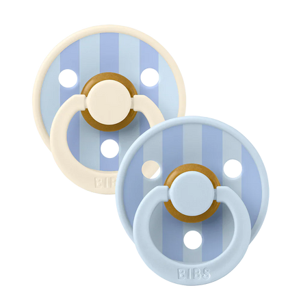 Bibs Pacifier Size 2 Latex Round 2 pack | Baby Blue / Dusty Blue