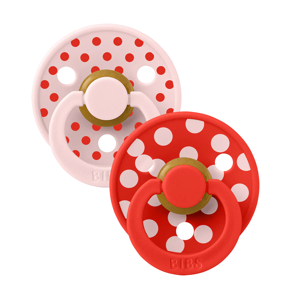 Bibs Pacifier Size 1 Latex Anatomical 2 pack | Blossom/Candy Apple