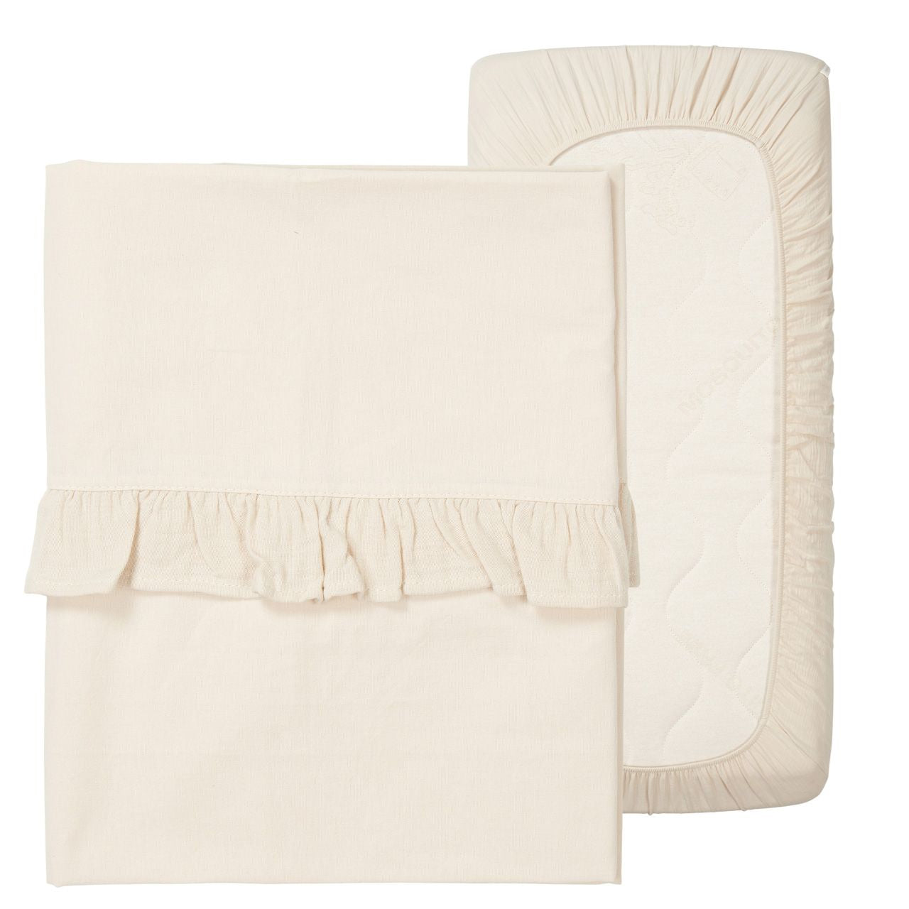 Koeka Crib Sheet And Fitted Sheet Set Ruffle Faro | Warm White