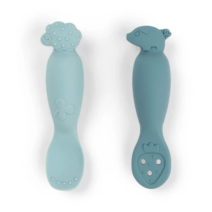 Done By Deer Learning Spoon Set | Tiny Farm Blue