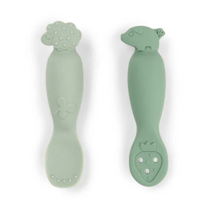 Done By Deer Learning Spoon Set | Tiny Farm Green