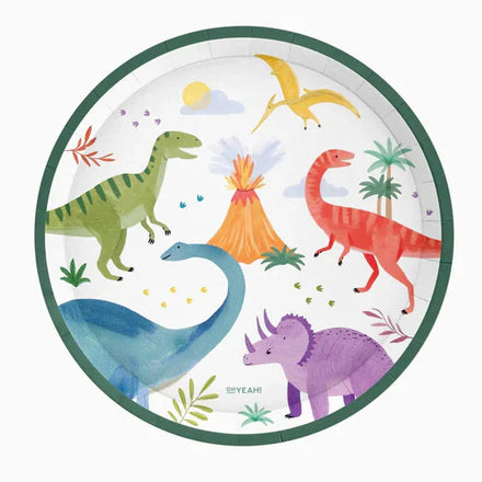 Oh yes Cardboard Plates 6pcs Ø 23 cm | Baby Dinosaurs