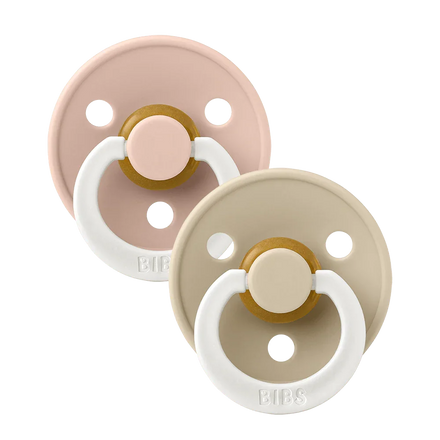 Bibs Pacifier Size 2 Latex Symmetrical Glow in The Dark 2 pack | Blush / Vanilla