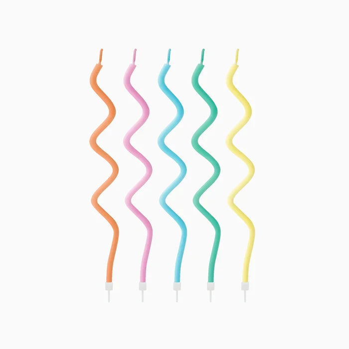 Oh yes set of 10 wavy candles 12cm | Multi Colour