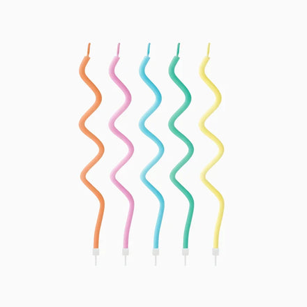 Oh yes set of 10 wavy candles 12cm | Multi Colour