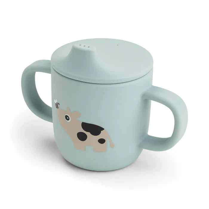 Done By Deer Silicone Spout Cup | Tiny Farm Blue