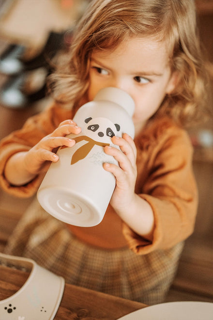 Kikadu Drinking Bottle | Panda Silver Grey