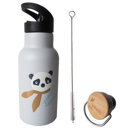 Kikadu Drinking Bottle | Panda Silver Grey