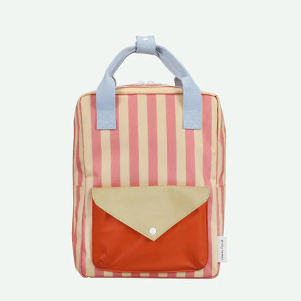 Sticky Lemon Backpack Medium | Envelope Stripes Coral Pink + Sandy Yellow
