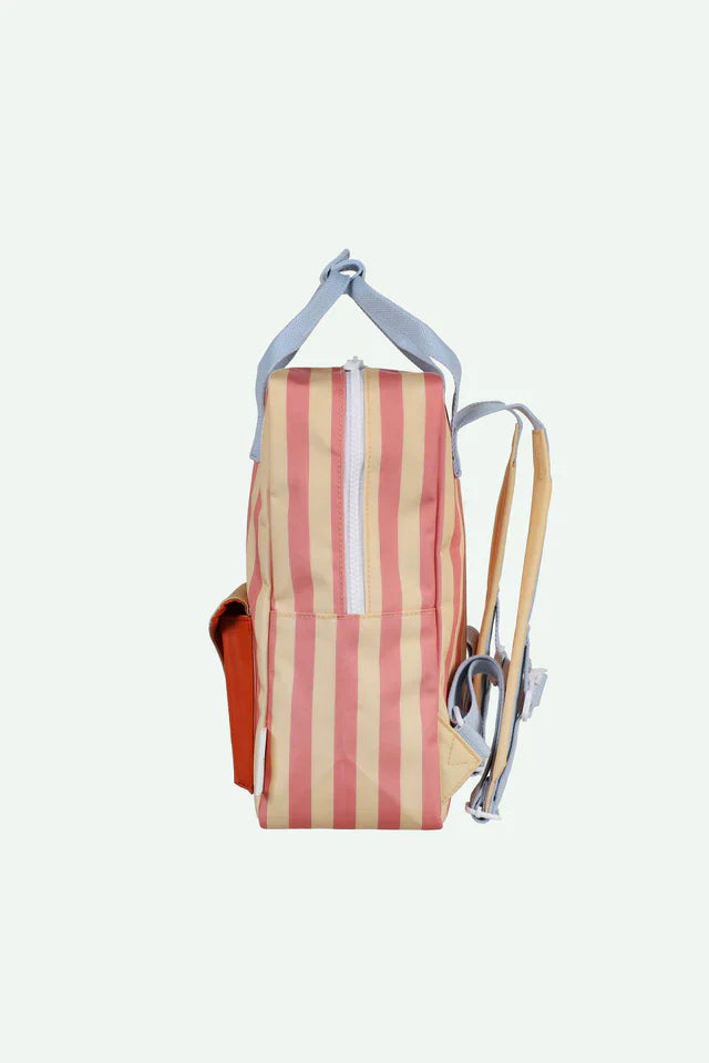 Sticky Lemon Backpack Medium | Envelope Stripes Coral Pink + Sandy Yellow