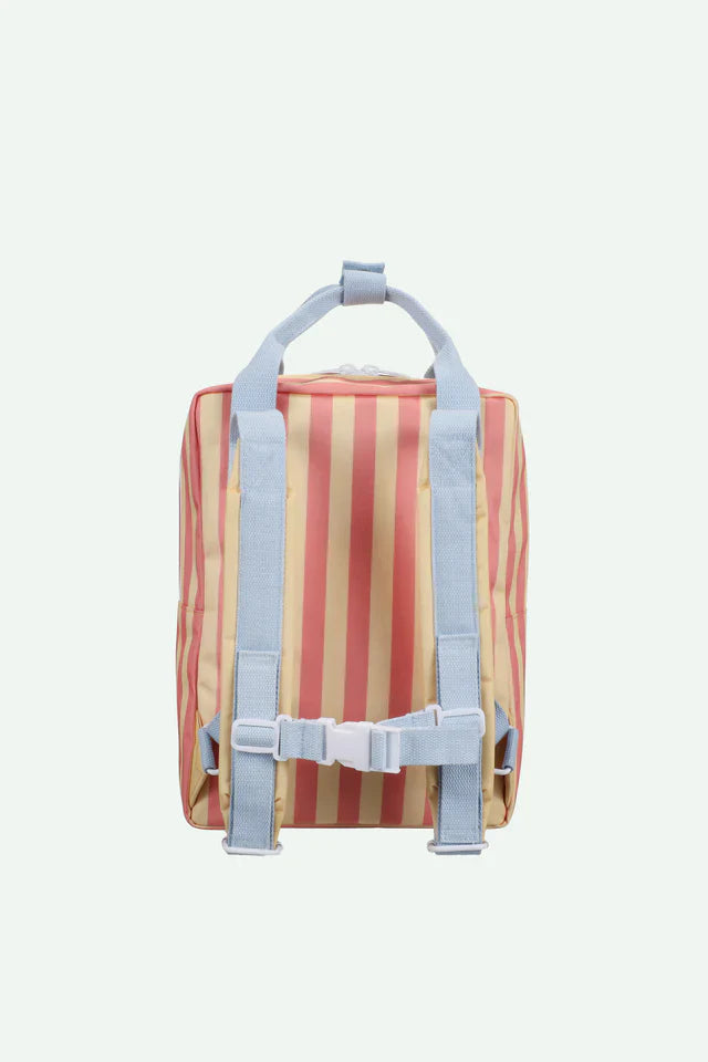Sticky Lemon Backpack Medium | Envelope Stripes Coral Pink + Sandy Yellow