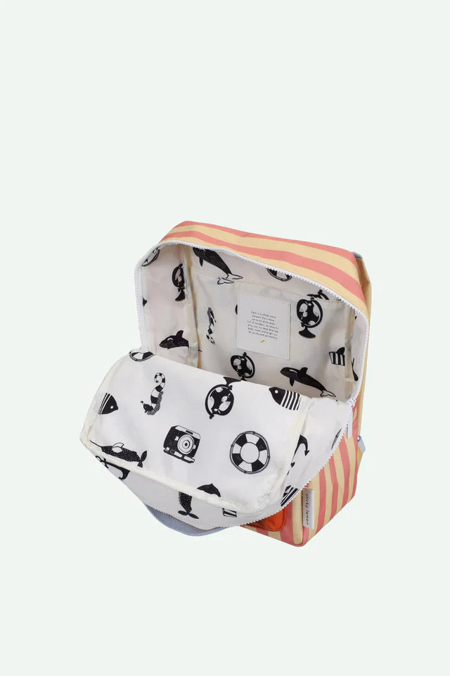 Sticky Lemon Backpack Medium | Envelope Stripes Coral Pink + Sandy Yellow