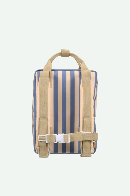 Sticky Lemon Backpack Medium | Envelope Stripes Blue Whale + Sandy Yellow