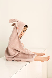 Kikadu Hooded Towel | Rabbit Pale Rose GOTS