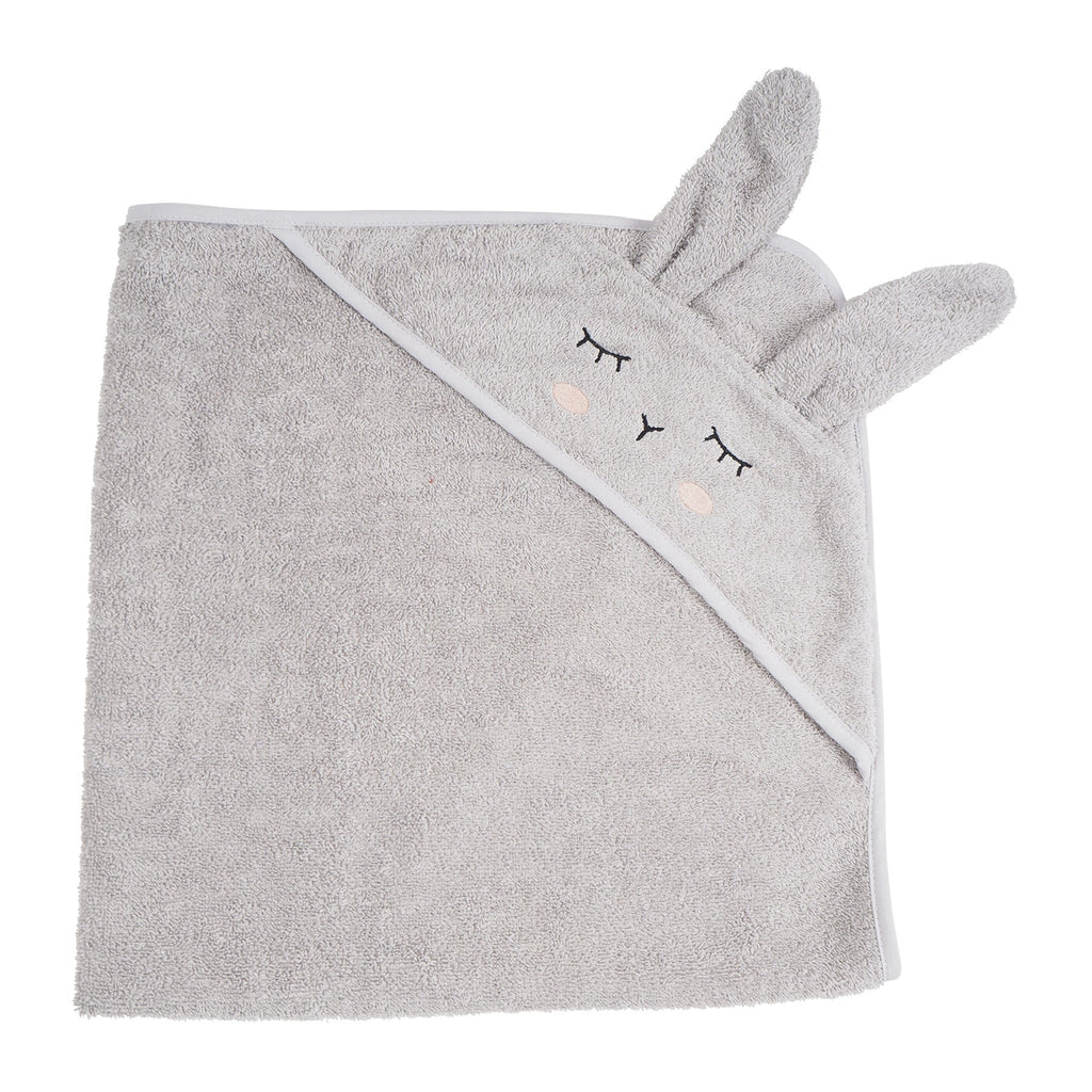 Kikadu Hooded Towel | Rabbit Silver Grey GOTS