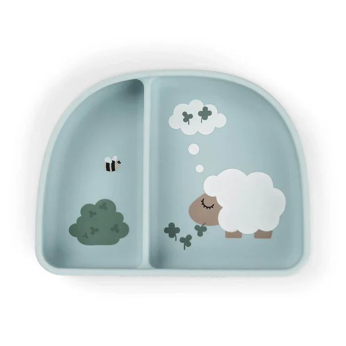 Done By Deer Stick&Stay Bowl with Compartments | Tiny Farm Blue