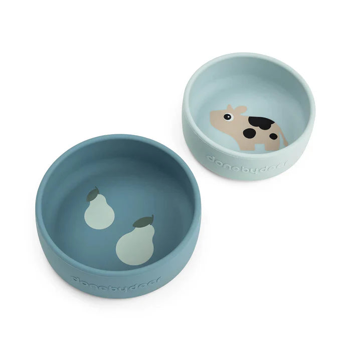 Done By Deer Silicone Bowl Set 2pcs | Dotti Blue