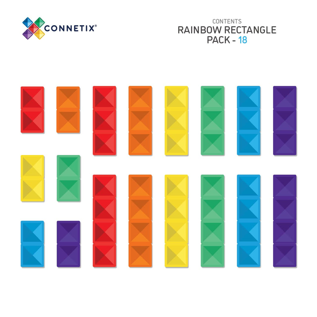 Connetix Tiles Rainbow Rectangle Pack | 18 PCS