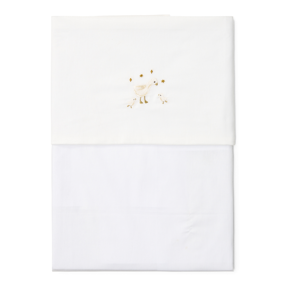 Little Dutch Cot Sheet Embroidered Little Farm 110x140 | White