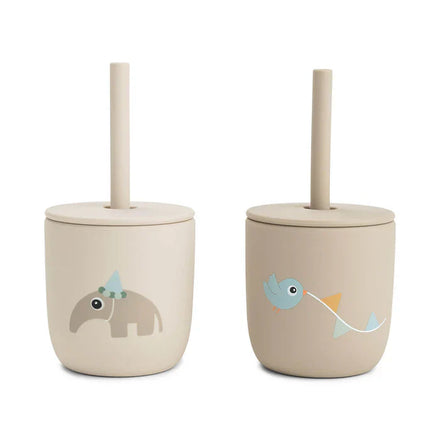 Done By Deer Silicone Straw Cup 2pcs | Celebration Sand