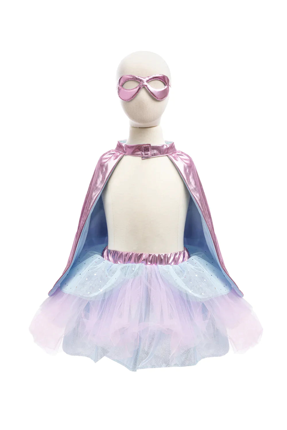 Great Pretenders Super-Duper Tutu Cape & Mask Metallic Pink/Light Blue | 4-6Y