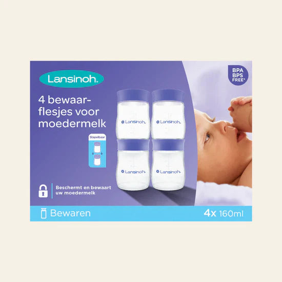 Lansinoh Breast Milk Storage Bottles | 4 x 160ml
