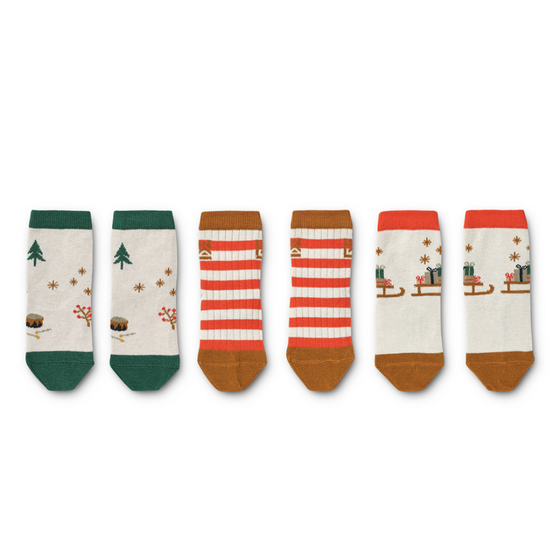 Liewood Silas Socks 3 Pack | Holiday Sandy Mix