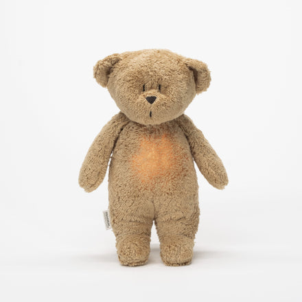 Moonie Cuddly Toy bear heartbeat and light | Cappuccino Natur